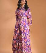 Multicolour  pinted long grown with printed