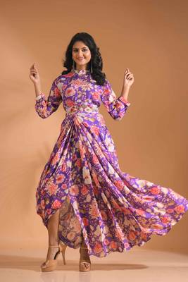 Multicolour  pinted long grown with printed 2
