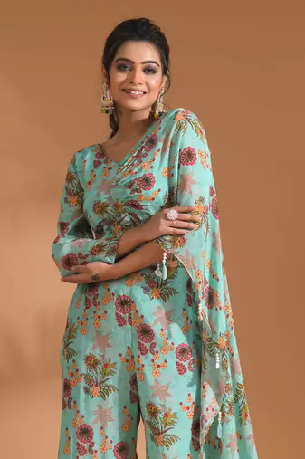 Multicolour  coset with stylish dupatta with printed