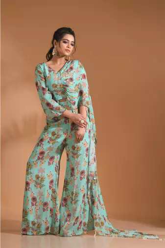 Multicolour  coset with stylish dupatta with printed