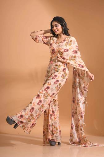 Multicolour  coset with stylish dupatta with printed