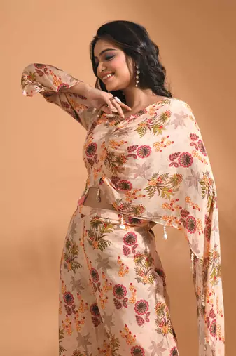 Multicolour  coset with stylish dupatta with printed