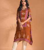 Mustard kaftan set with printed