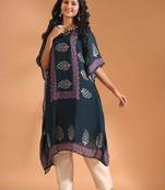 Blue kaftan set with printed