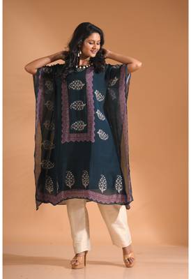 Blue kaftan set with printed 4