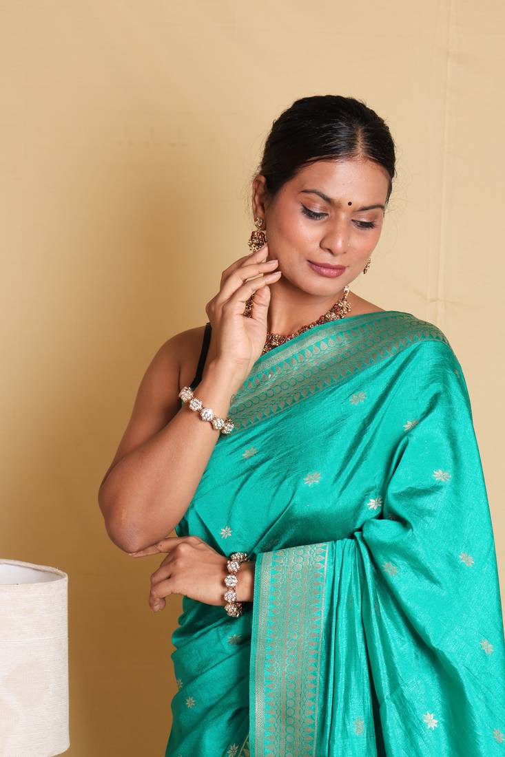 Ethnic Woven Design Zari Cotton Saree With Blouse