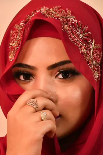 Maroon luxury bridal wedding wear hijab scarf   with handwork