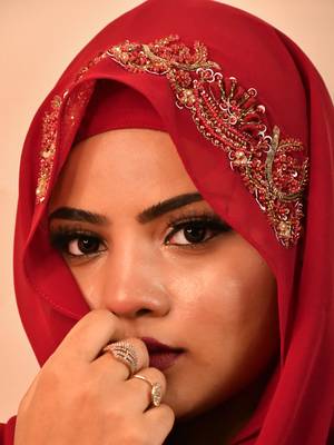 Maroon luxury bridal wedding wear hijab scarf   with handwork 3