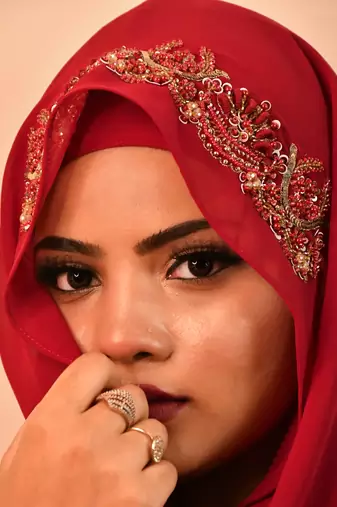 Maroon luxury bridal wedding wear hijab scarf   with handwork