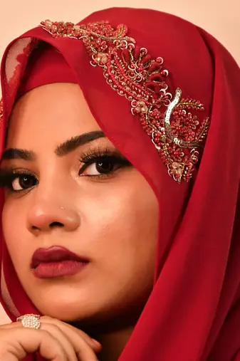 Maroon luxury bridal wedding wear hijab scarf   with handwork
