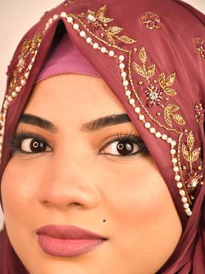 Magenta luxury bridal wedding wear hijab scarf   with handwork 4
