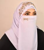 Lavender luxury bridal wedding wear hijab scarf   with handwork naqab