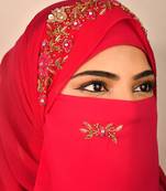 Wrap My Hijab Rani Pink Embroidered Hijab Scarf – Floral Beaded Design, 60×39 cm