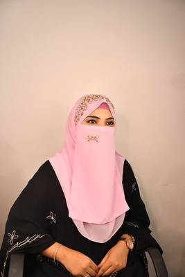 wrap my hijab baby pink bridal hijab with naqab 2