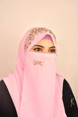 wrap my hijab baby pink bridal hijab with naqab 3