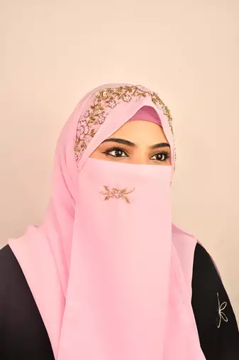wrap my hijab baby pink bridal hijab with naqab