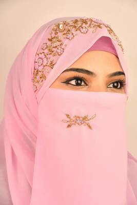 wrap my hijab baby pink bridal hijab with naqab 4