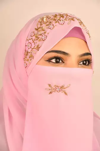 wrap my hijab baby pink bridal hijab with naqab