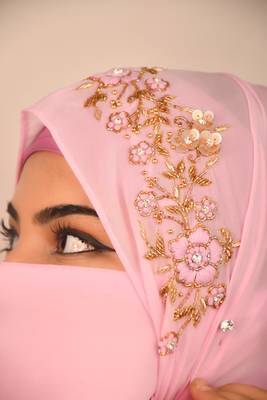 wrap my hijab baby pink bridal hijab with naqab 5