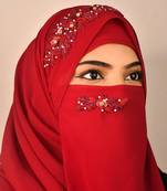 maroon party wear hijab with handwork naqab