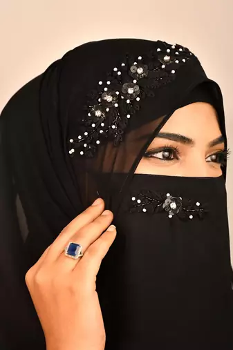 wrap my hijab luxury black handcrafted wedding hijab