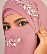 wrap my hijab lavender handwork party hijab