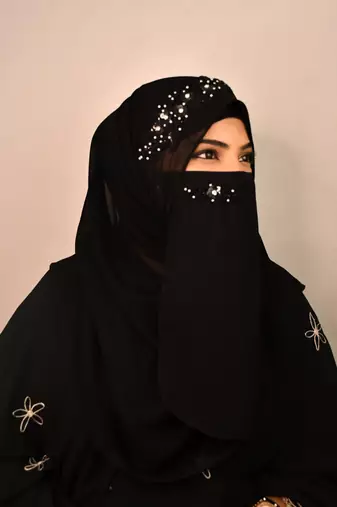 wrap my hijab luxury black handcrafted wedding hijab