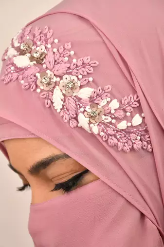 wrap my hijab lavender handwork party hijab