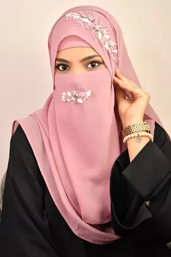 wrap my hijab lavender handwork party hijab