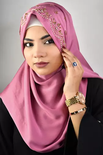 Pinkluxury bridal wedding wear hijab scarf   with handwork
