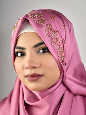 Pinkluxury bridal wedding wear hijab scarf   with handwork 4