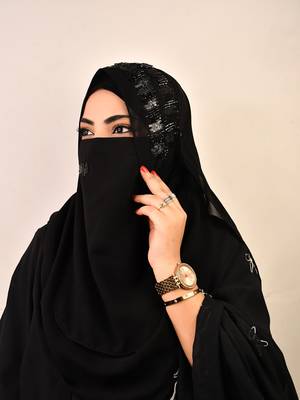 wrap my hijab black handcrafted sequin georgette hijab set 2