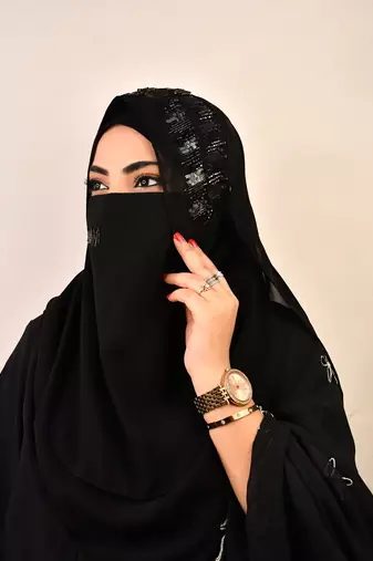 wrap my hijab black handcrafted sequin georgette hijab set