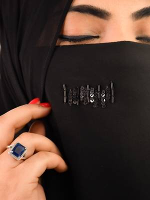 wrap my hijab black handcrafted sequin georgette hijab set 3