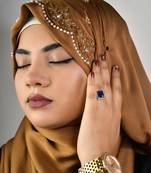 Golden luxury bridal wedding wear hijab scarf   with handwork