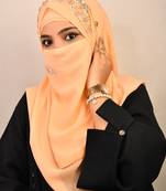 Peach luxury bridal wedding wear hijab scarf   with handwork naqab