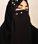 Black luxury bridal wedding wear hijab scarf   with handwork naqab