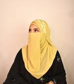 green party wear hijab scarf with handwork naqab