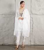 White satin organza kurta set