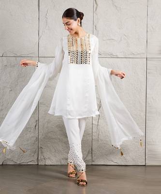 White satin organza kurta set 2