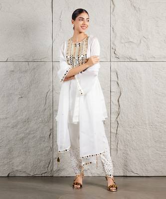 White satin organza kurta set 3