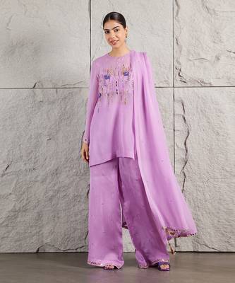 Lilac organza kurta set 1