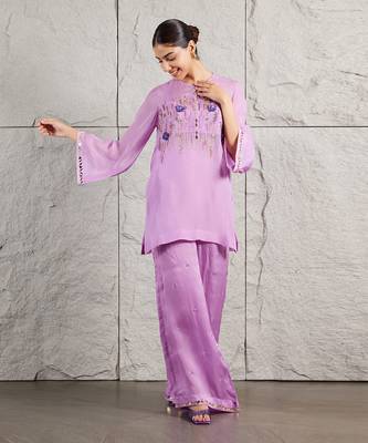 Lilac organza kurta set 3