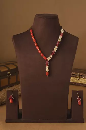 Crimson Dawn Beaded Necklace Set