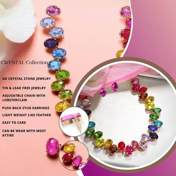 18 k gold plated dark multi color crystal ad gemstone-studded jewelry set 3