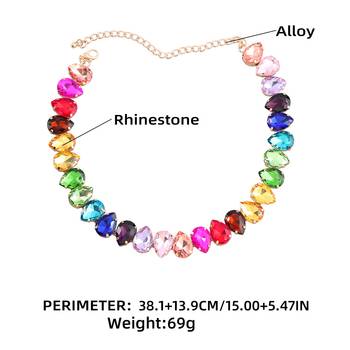 18 k gold plated dark multi color crystal ad gemstone-studded jewelry set 4