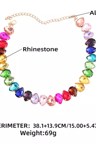 18 k gold plated dark multi color crystal ad gemstone-studded jewelry set