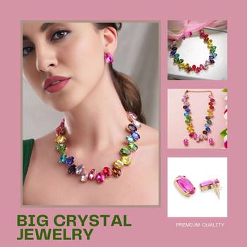 18 k gold plated dark multi color crystal ad gemstone-studded jewelry set 5
