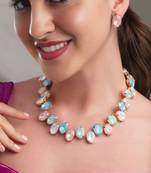 18 k gold plated light multi color crystal ad gemstone-studded jewelry set