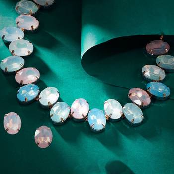 18 k gold plated light multi color crystal ad gemstone-studded jewelry set 2